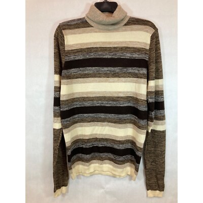 Chic Knit Elegance: Med. Tan Striped Women's Sweater - Cozy Comfort & Timeless S-image