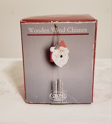 Vintage Colony Crafted Santa Wooden Wind Chimes-image
