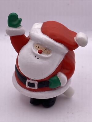Vintage 1988 Hallmark Cards Santa Wind-Up Waving Pin Brooch 1.75” Plastic B9A-image