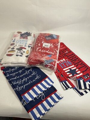 SET of 6 Mainstays Kitchen Towels 4 of July Holiday-image