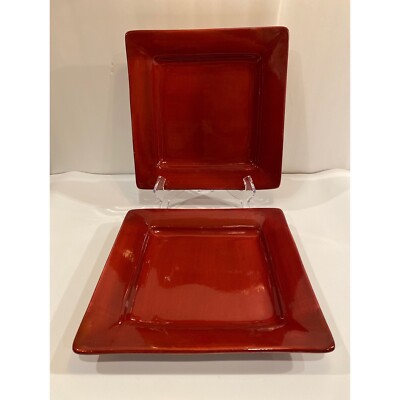 Pier 1 Imports Essential Colors Earthenware Square Dinner Plates Set Of 2-image