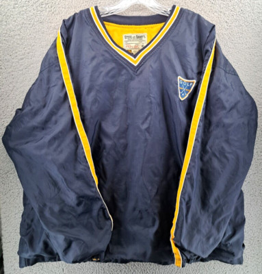 VINTAGE Steve and Barrys Windbreaker Jacket Mens XL Blue Line V-Neck Golf Nylon-image