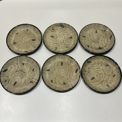 Set of 6 Pier 1 Imports Salad Dessert Plates Teal Reactive Stoneware FREE SHIP-image