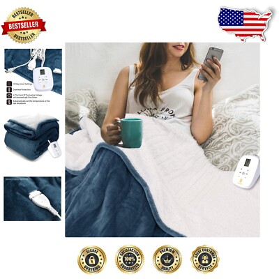 Cozy Sherpa & Flannel Heated Blanket – Energy-Saving, Reversible, 62