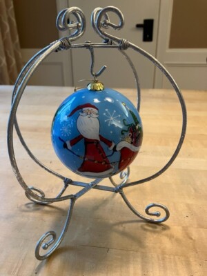 Pier 1 Imports Glass Ornament Santa & Sleigh+ornament holder-image