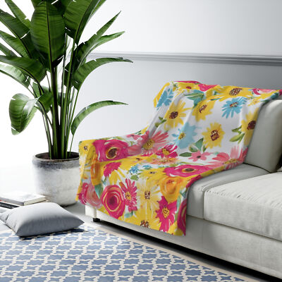 Vibrant Floral Sherpa Blanket for Cozy Comfort-image