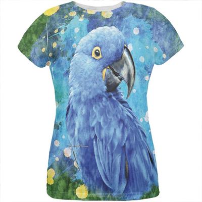 Blue Hyacinth Macaw Splatter All Over Womens T Shirt-image