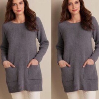 Soft Surroundings Cozy Chenille Tunic Sweater Gray Size Medium -image