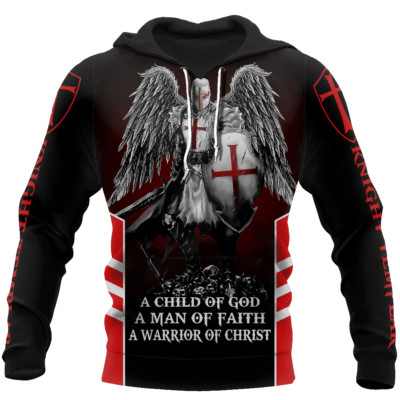 Knight Templar With Wing Waririor Of Christ Jesus All Over Printed Hoodie-image