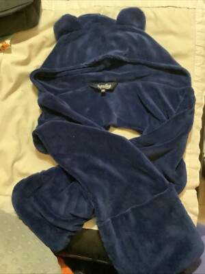 Soft & Cozy Company Navy Hooded Scarf With Bear Ears/ Pockets~ OSFM-image