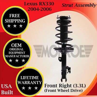 Monroe OEM Front Right Strut For 2004-2006 Lexus RX330 2WD Lifetime Warranty-image