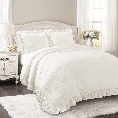 Reyna Ruffle Comforter Set - 3 Piece Cozy Ruffled Bedding Set - Timeless Eleganc-image
