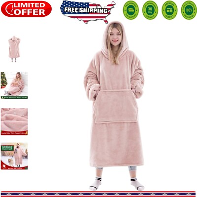 Ultimate Cozy Blanket Hoodie for Couples - Machine Washable Comfort in Pink-image