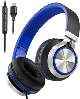 Upgrade USB Type C Wired Headphones Over-Ear Headphones with Navy Black-image