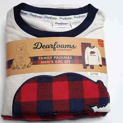 Dearfoams PAPA BEAR Mens Size Small Pajamas Cozy Comfort 2 pc Set Long Sleeve-image