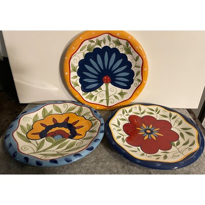 3 Beautiful Floral Design Salad/ Dessert Plates from Pier 1 Imports  # 1905-image