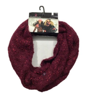 NEW Cuddl Duds 2 PC Set Infinity Plush Infinity Scarf & Beanie Hat Pom Burgundy-image