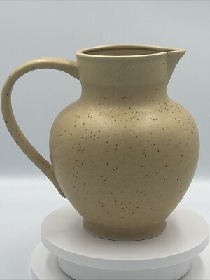 Pier 1 Natural Speckle Stoneware Pitcher Beautiful Design 7.5 inches high-image