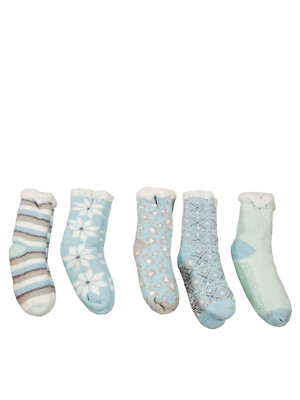 Cuddl Duds Women's Faux Sherpa Cozy Lined Socks Set of 5 Clearwater Color-image