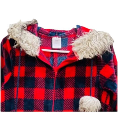 Secret Treasures Women's XS Red & Navy Soft Fleece Plaid One Piece Pajamas, B#34-image