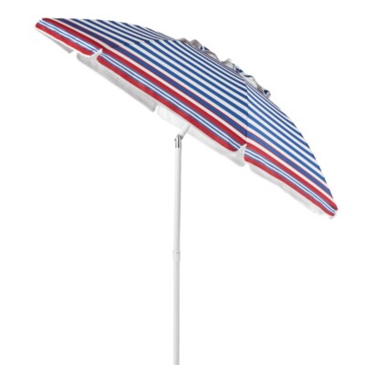 Mainstays 6.5' Red Blue White Stripe Octagon Beach Umbrella, Tilt-image