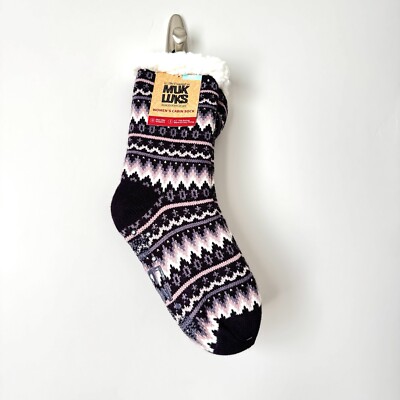 Muk Luks Women's Purple Cabin Socks Non-Slip One Fit New-image