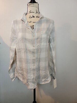 Womens Stars Above Button-Front Perfectly Cozy Flannel Grey & White Medium -image
