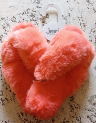 Jenni Intimates Coral Slippers Womens (M) 7 8 Slip On Faux Fur Soft Open Toe NWT-image