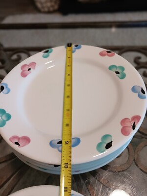 READ Set of 10 Pier 1 Dinner & Salad ~ Dessert Plates Pastel Flowers Italian -image