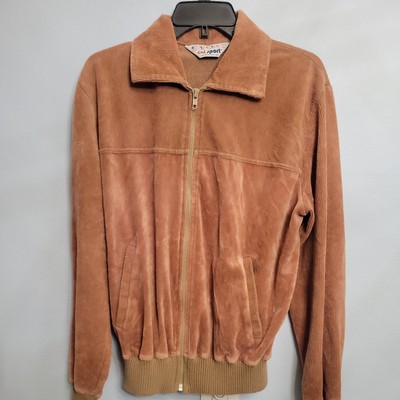 VTG Cal Sport 80s 90s Velour Microfiber Wind Breaker Jacket Adult L USA Made-image