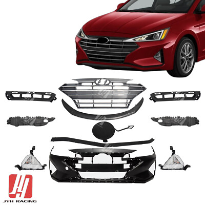 Hyundai Elantra 19'-20' Complete Front Bumper Set With Foglight and Grille-image