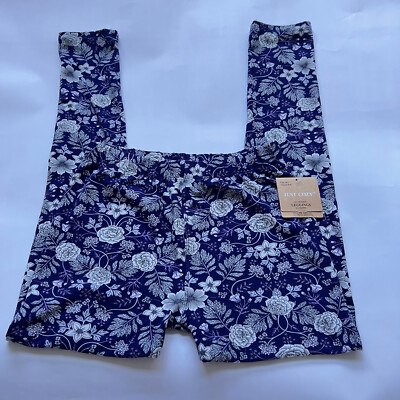 Just Cozy Leggings Floral Purple White Comfy Soft Stretchy Size M/L New NWT-image
