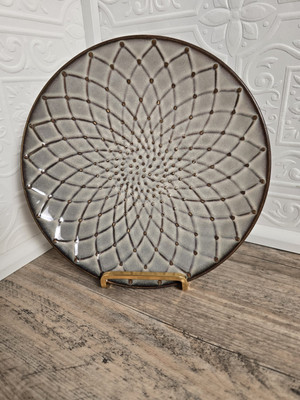 Set of (2) Pier 1 Imports Reactive Stoneware Geometric Design 8.5