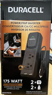 Duracell DRINVPS175 Black Portable Power Inverter - 175 Watt-image