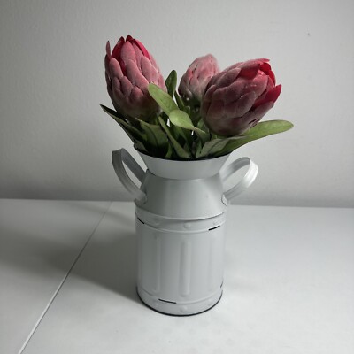 Set Threshold Stem Protea 3 Artificial Flowers + Mainstays Decorative Dairy Can-image