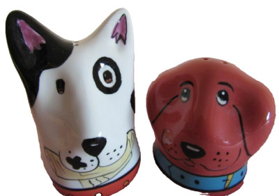DOG ZILLA  Salt and Pepper Shakers  c 2000 CANDACE REITER Designs  original box-image
