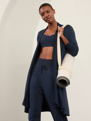 ATHLETA Plus Navy Cozy Soft Pranayama Wrap Long Cardigan 2X-image
