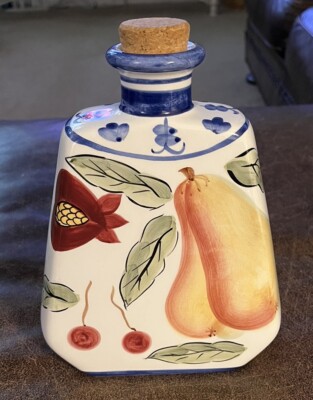 Jay Import Company Porcelain Wine Bottle with Cork & Fruit Designs-Made In China-image