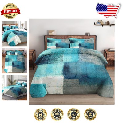 Versatile King Size Teal Comforter Set with 2 Pillowcases - -Round Comfort-image