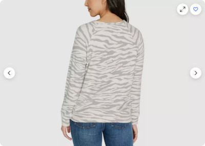 Buffalo Women's Top Printed Cozy Top SOFT CUTE (White Animal Print,SMALL) NWT-image