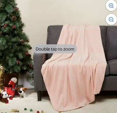 NEW PINK GOLD DOTS MAINSTAYS BLANKET 50 X 60” Polyester Plush Throw Dotted Swiss-image