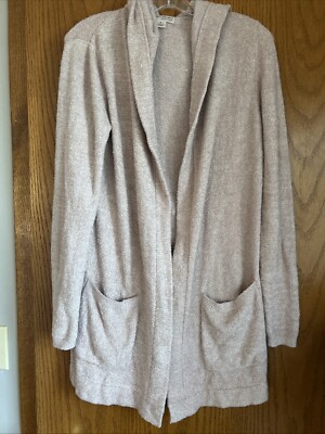 Barefoot Dreams Cozy Chic Pink Coastal Hooded Cardigan Style 905 Size Medium-image
