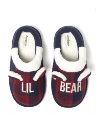 Dearfoams Cozy Comfort Unisex Lil Bear Plaid Clog Slippers(4-5)-image