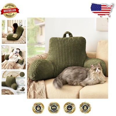 Large Wedge Reading Pillow with Memory Foam & Washable Cover for Cozy Comfort-image