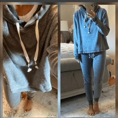 Grey Ultra Soft Cozy Hoodie Pullover Large-image