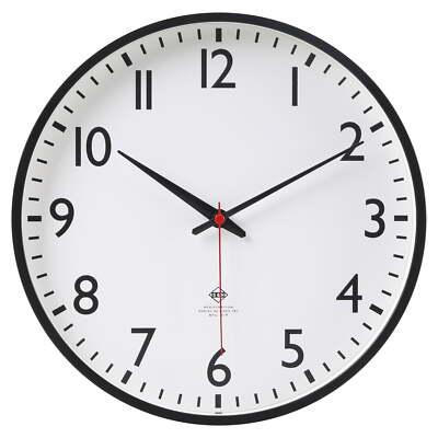 Mainstays 11.5” Quartz Black & White Schoolhouse Wall Clock with Red Second Hand-image