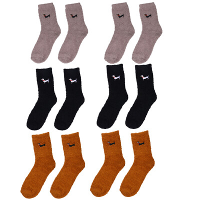 6 Pairs Fuzzy Socks Men Women Warm Fluffy Socks Winter Cozy Socks Slipper Socks-image