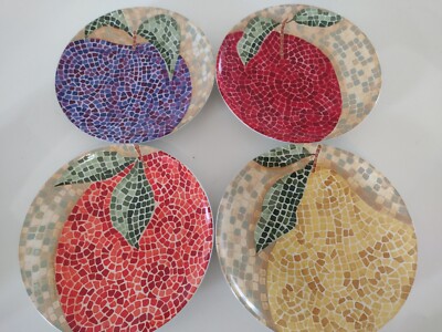 PIER 1 IMPORTS STONEWARE MOSAIC SALAD/DESSERT  8