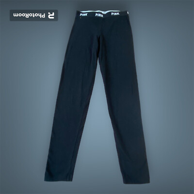 Victoria’s Secret Pink Size Small Cozy Womens Leggings Solid Black Cotton Blend-image