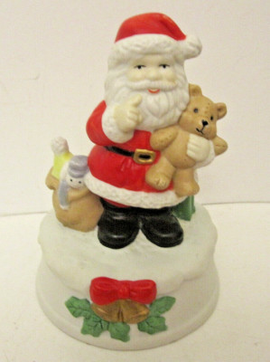 Vtg Ceramic Christmas Musical Wind Up Santa Plays Here Comes Santa Claus 6